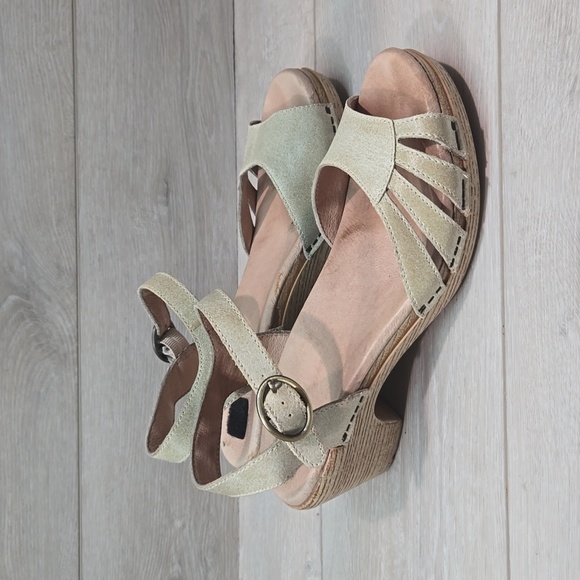 Dansko Women Marlow Oyster washed Ankle Leather Heels Sandals shoes sz 39/8.5-9 - Picture 2 of 15